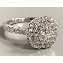 LADIES ENGAGEMENT RING 18K WG w/0.86CT DIAMONDS + CUST. 0.50CT CENTER "SPECIAL ORDER"