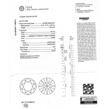 1.06CT ROUND DIAMOND G/VS2  GIA#11968772