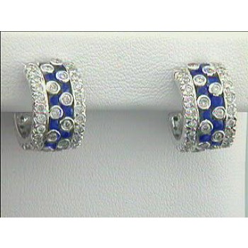 EARRINGS 18K WG w/1.70CT DIAMONDS + 2..00CT SAPPHIRES "CLOSE OUT"