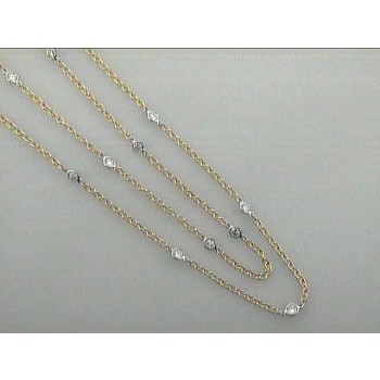 NECK. 14K T.T. w/3.93CT DIAMOND BY YARD 54" "SPECIAL ORDER"