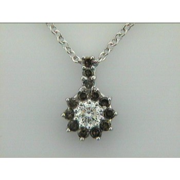 PENDANT 14K  w/0.44CT DIAMOND CENTER G/SI2 + 0.45CT BROWN DIAMONDS