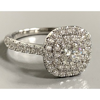 LADIES ENGAGEMENT RING 18K WG w/0.86CT DIAMONDS + CUST. 0.50CT CENTER "SPECIAL ORDER"